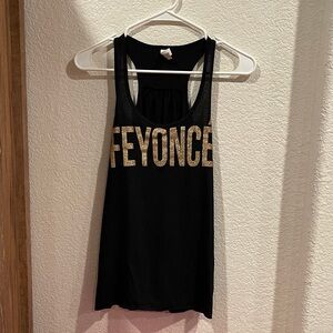 “Feyonce” Black Tank Top w Gold Lettering
